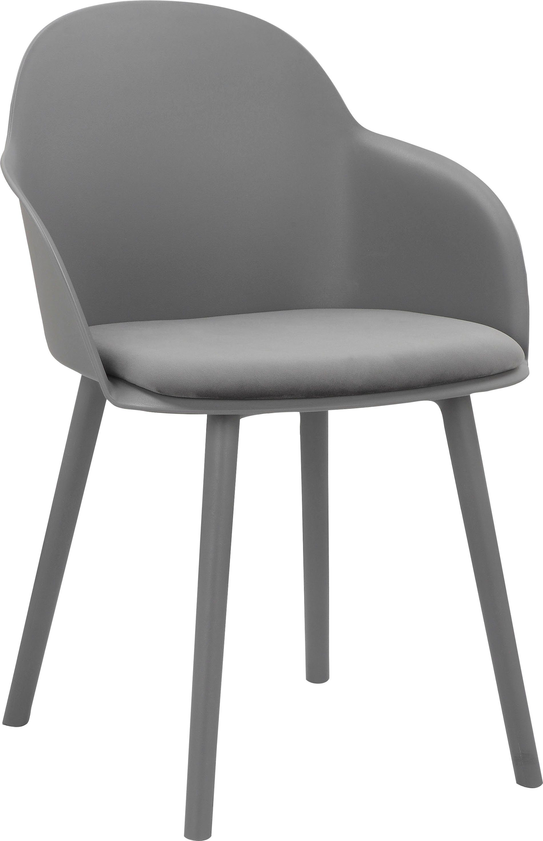(2 St), Veloursstoff, Sitzhöhe Esszimmerstuhl aus Schalenstuhl Kunststoff, INOSIGN Sitzkissen Madelynn cm 48