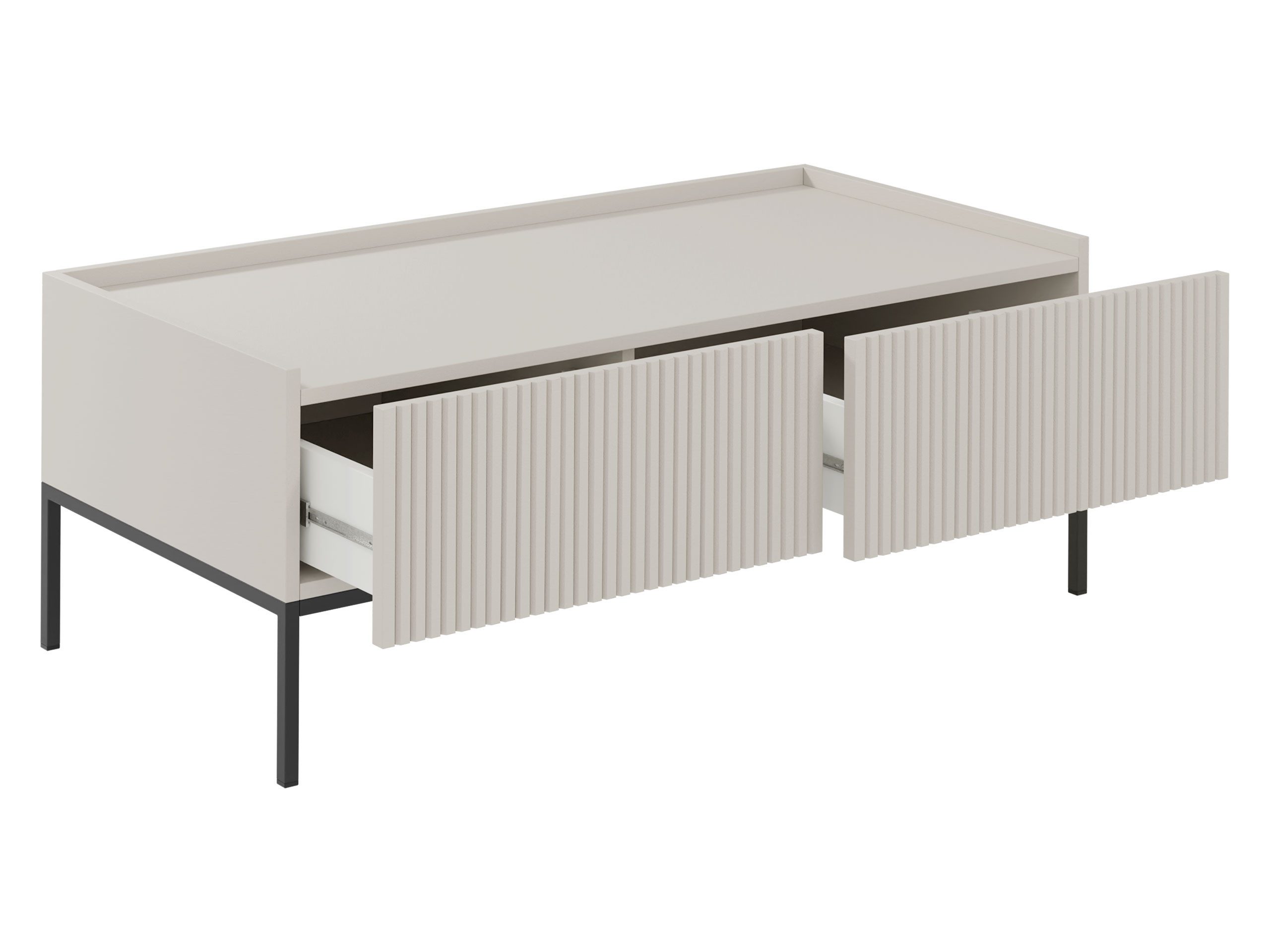 MIRJAN24 Couchtisch Como 2SZ (mit zwei Schubladen), Untergestell aus Metall, 120x62x45 cm