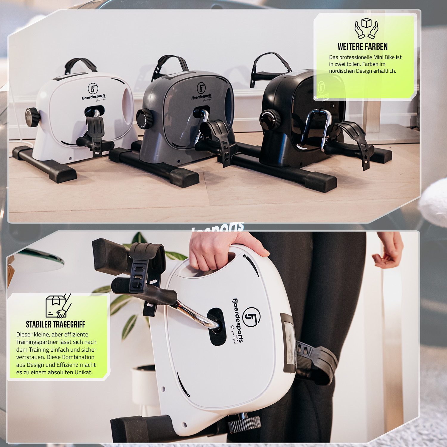 Fjoerdesports Heimtrainer Mini-Heimtrainer, Arm- und Beintrainer, Bewegungstrainer (Seniorentrainer, Trainieren im Home Office, besonders leise, verstellbarer Widerstand, Fitness, Workout, rutschfeste Standfüße, 100 kg max. Benutzergewicht, Pedaltrainer, Riemenantrieb, Seniorentrainer, LCD-Display), LCD-Display, Fitnesstraining, Training am Schreibtisch