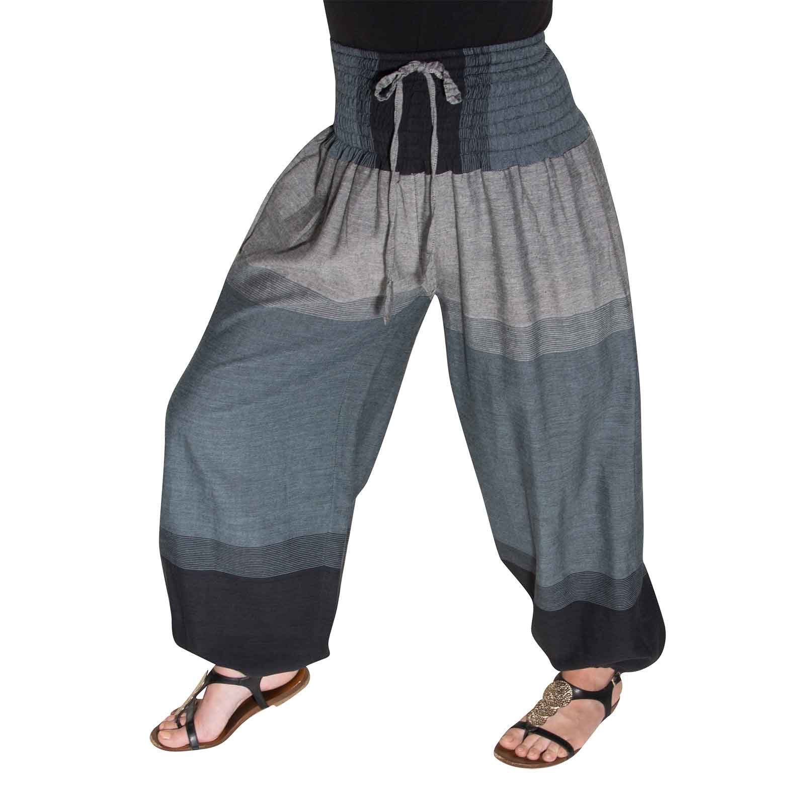 Yoga MAGIE Grau / Pluderhose one Pumphose Damen bunt UND Haremshose Boho KUNST Smerhose size Schwarz KUNST&MAGIE