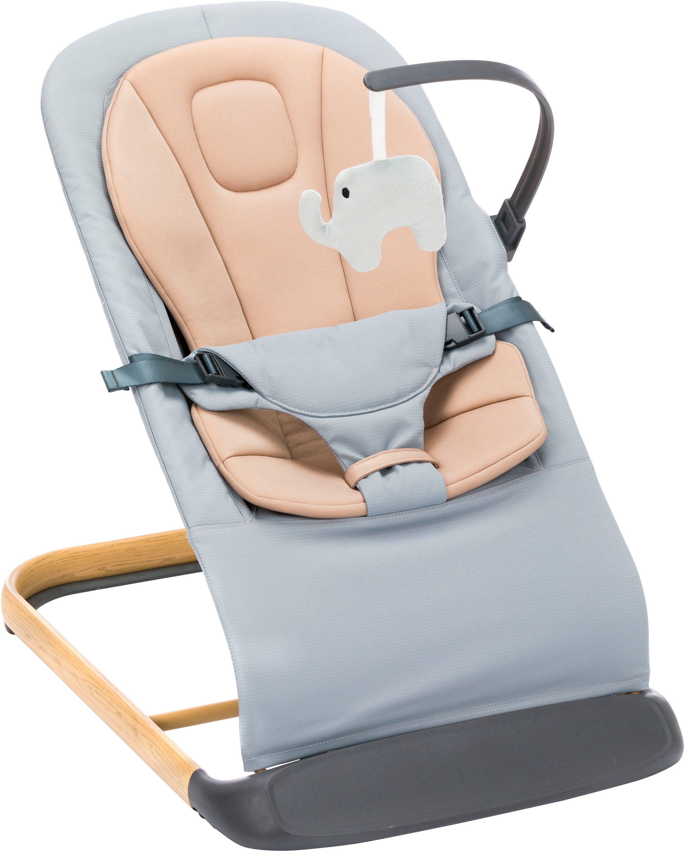 Babywippe Star grau beige, inkl. Spielbogen und Reduktionskissen