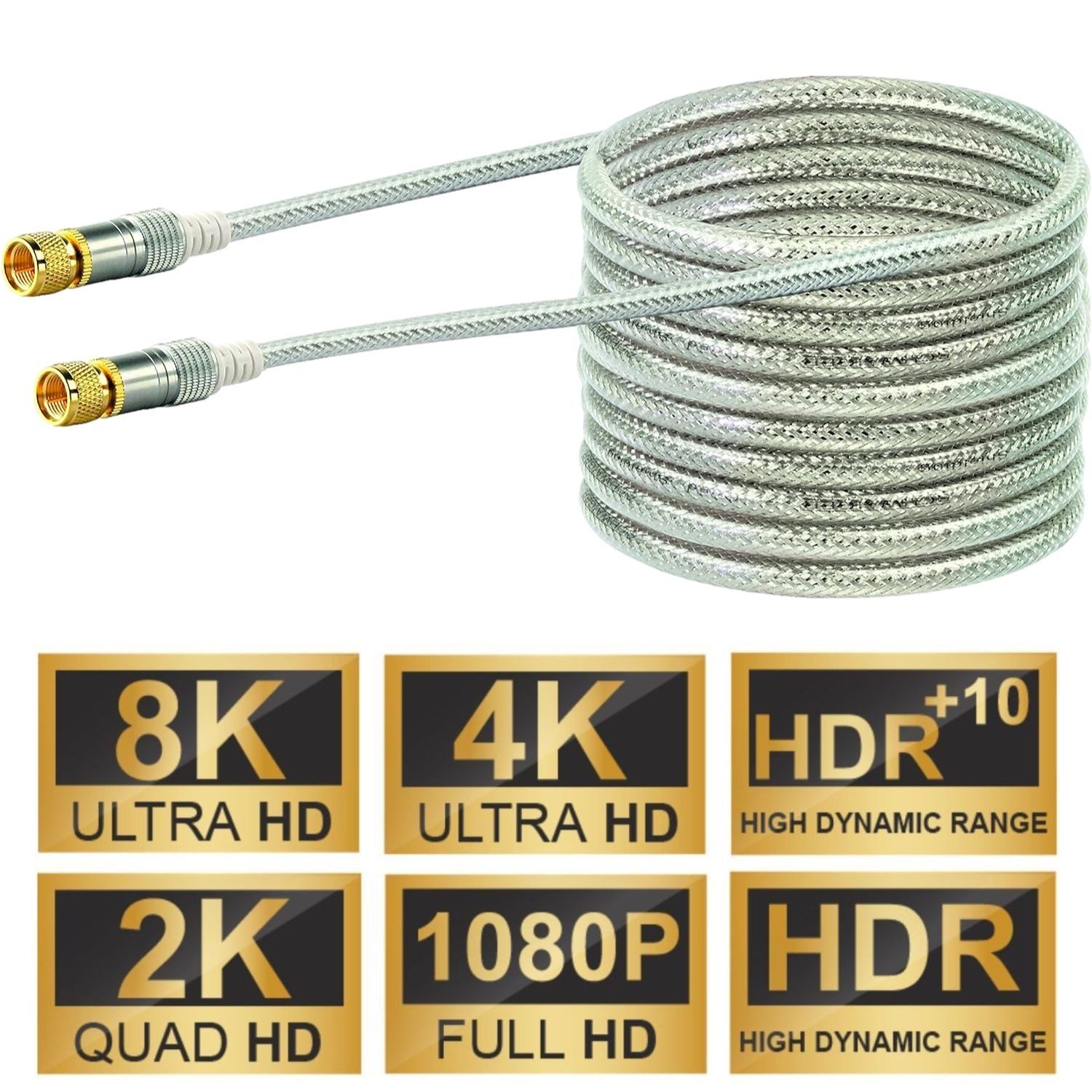 Schwaiger HQ 15m Antennen-Kabel 110db Koaxial-Kabel IEC Video-Kabel, Koaxial, Koaxial (1500 cm), Koax-Kabel Full HD TV 8K 4K UHD HD+ HDR 110 db Ferrit-Filter