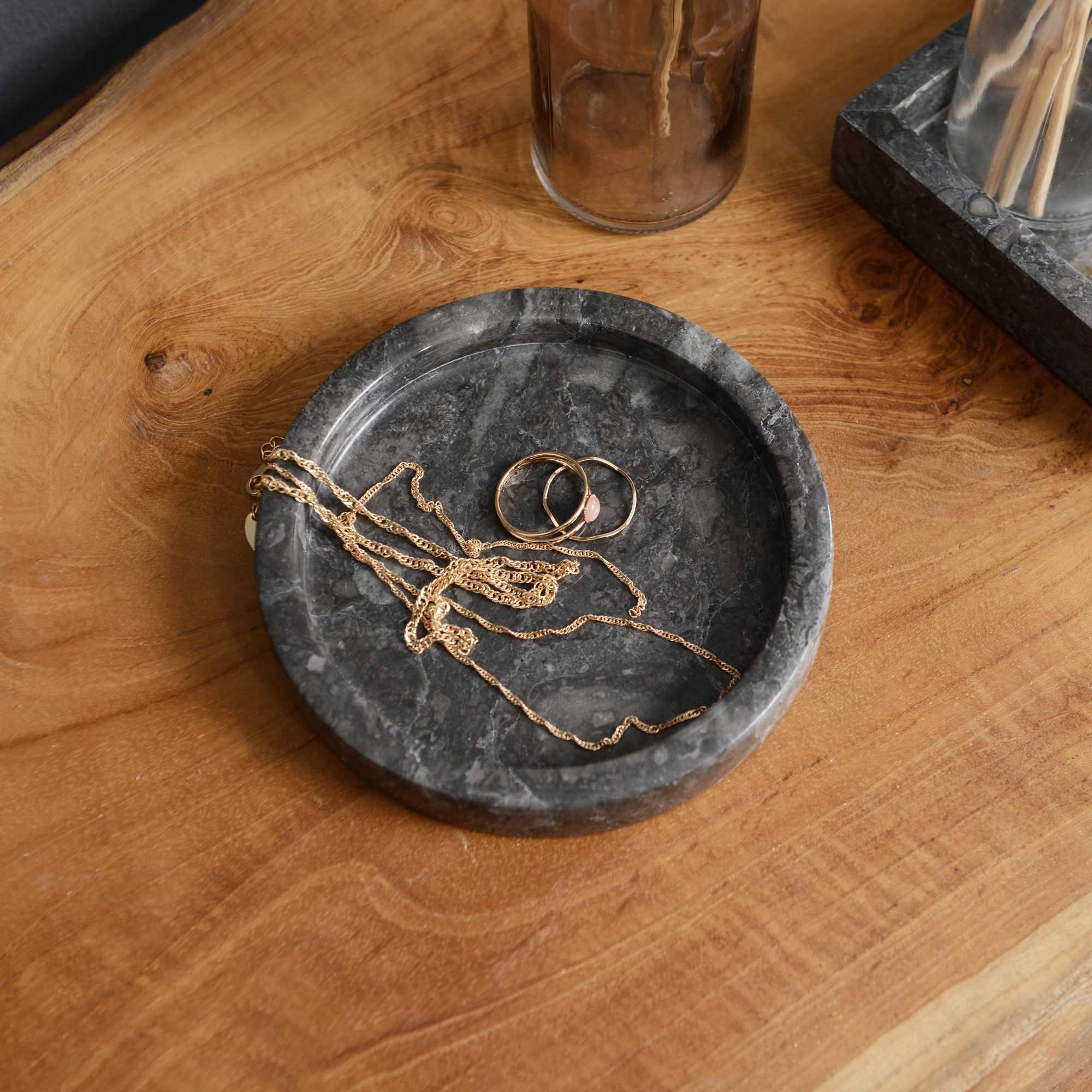 wohnfreuden Dekoschale Marmor Untersetzer 13 cm anthrazit rund, 32986