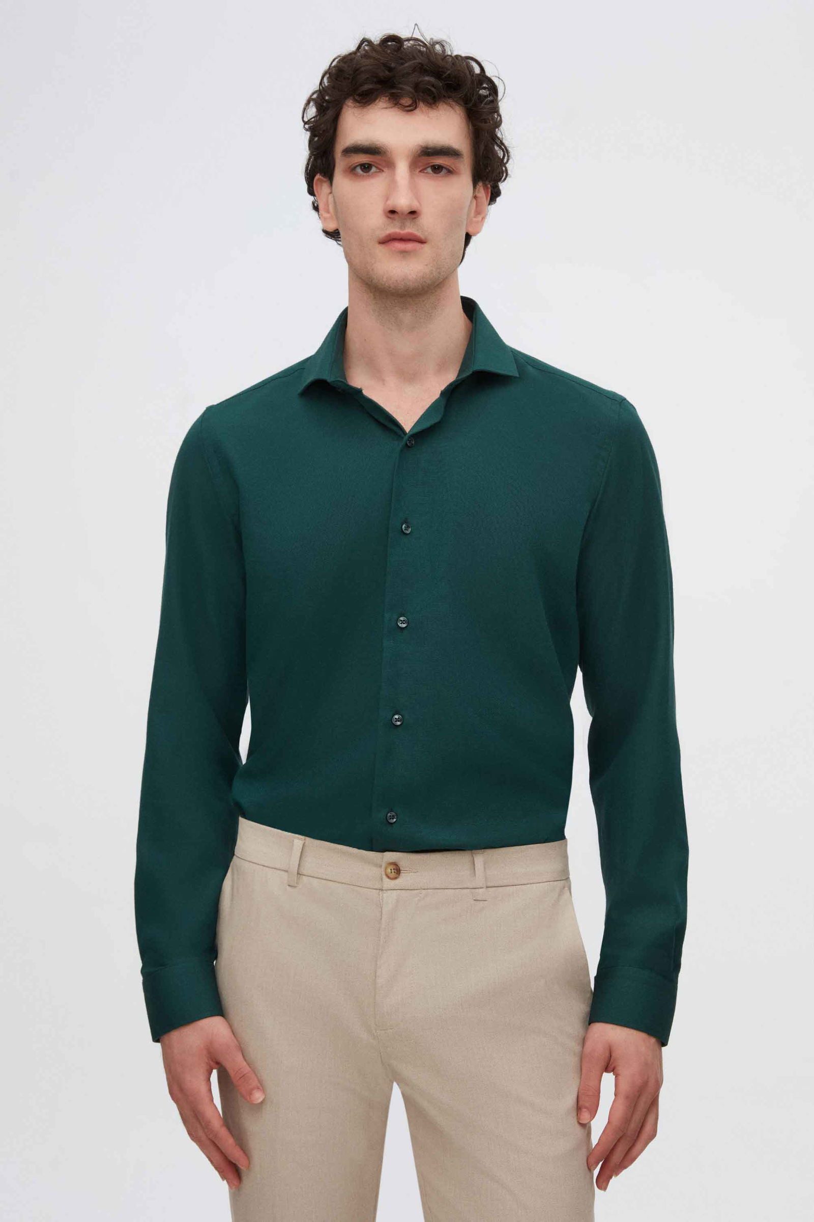 D'S DAMAT Businesshemd Ds Damat Slim Fit Dobby-Hemd mit italienischem Kragen