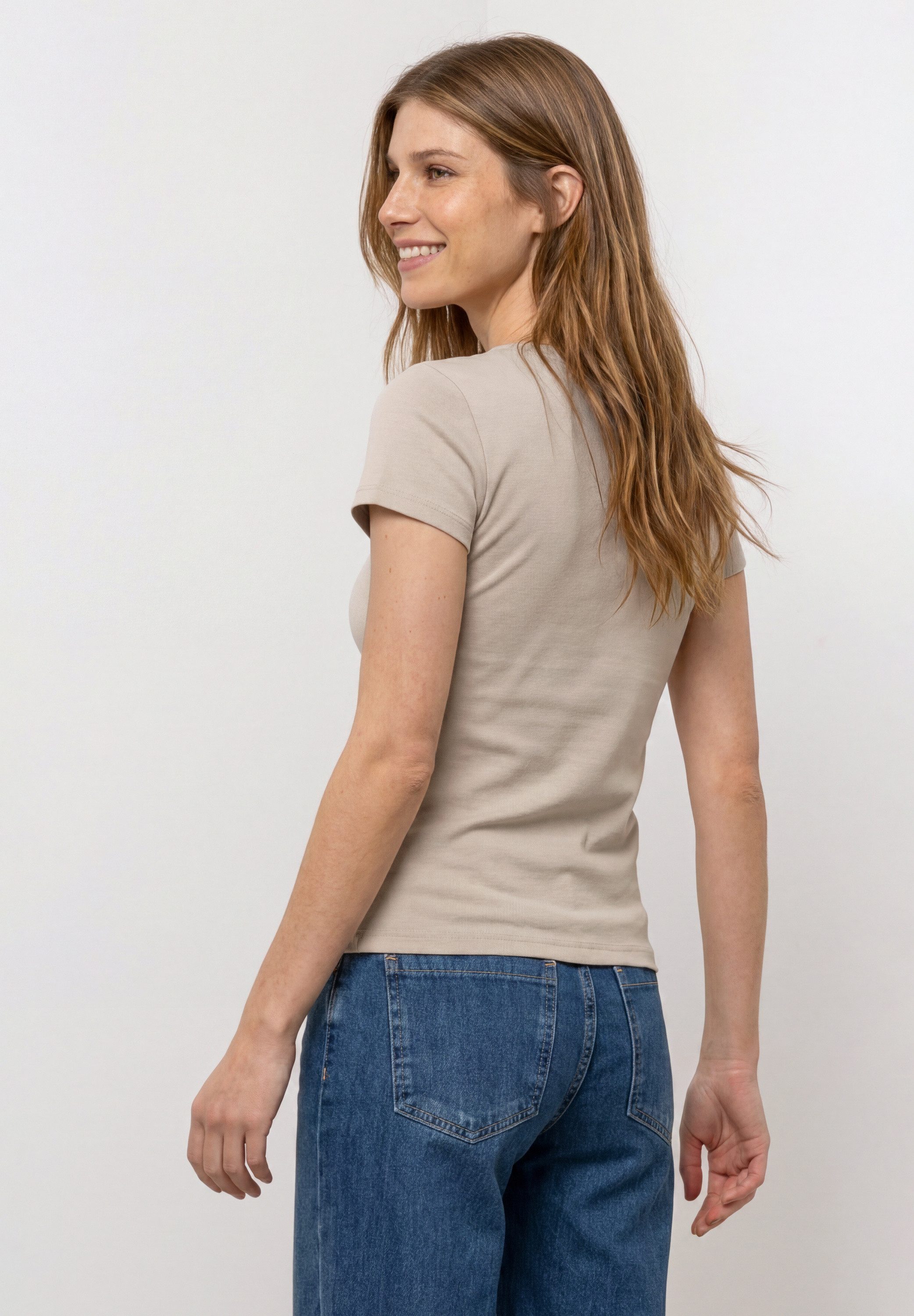 STREET ONE Kurzarmshirt Sommershirt mit Satindetails