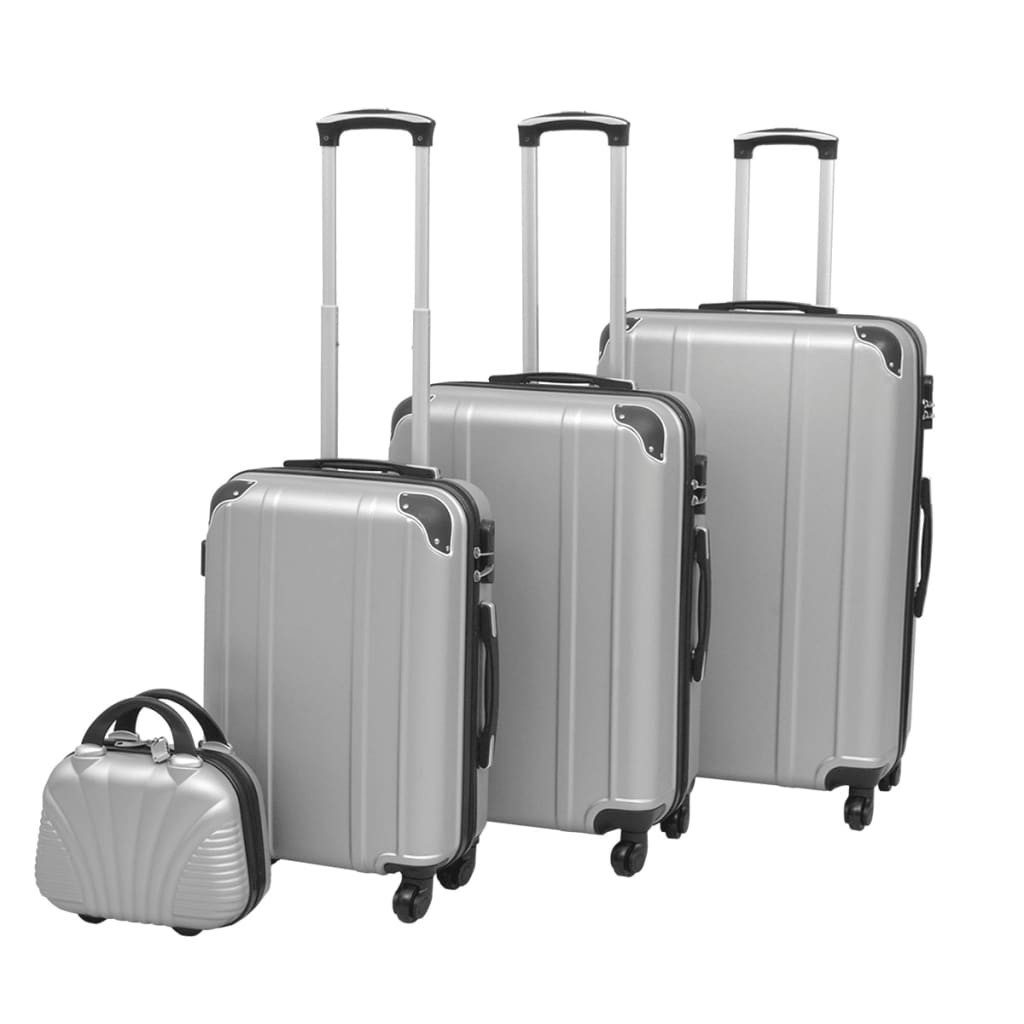 vidaXL Trolley Vierteiliges Hartschalen-Trolley-Set Silber