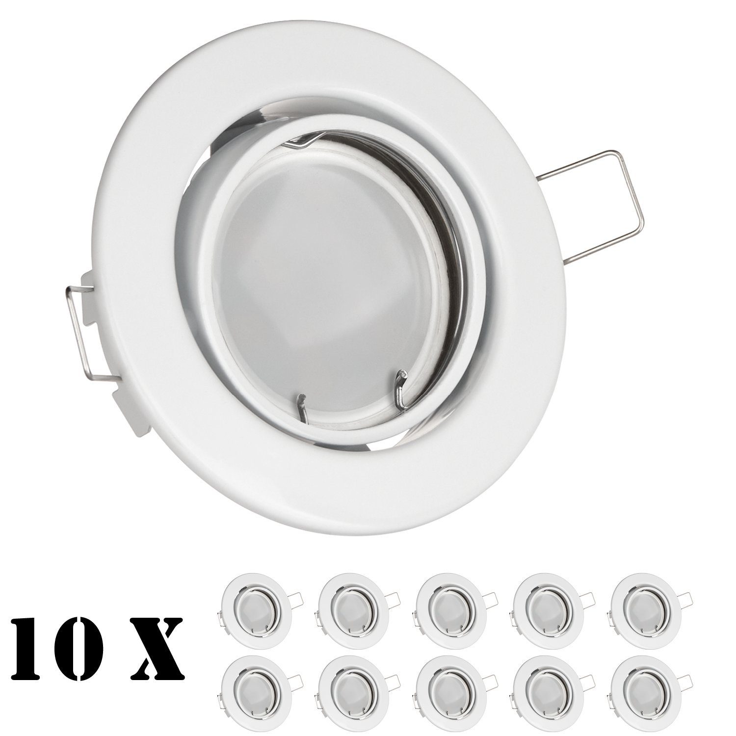 LEDANDO LED 10er GU10 Einbaustrahler Einbaustrahler mit LEDAN von Weiß Set LED Markenstrahler LED
