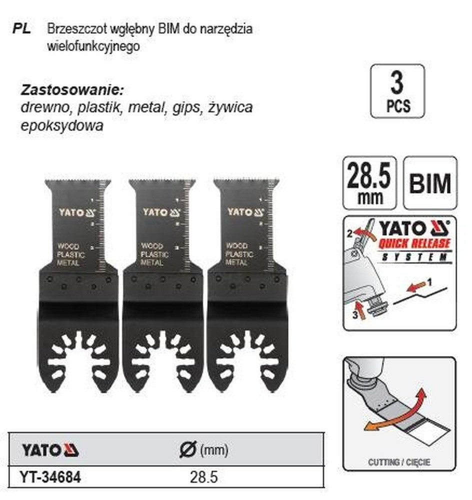 TOYA Tauchsägeblatt YATO MT BIM EINBAUSÄGEBLATT