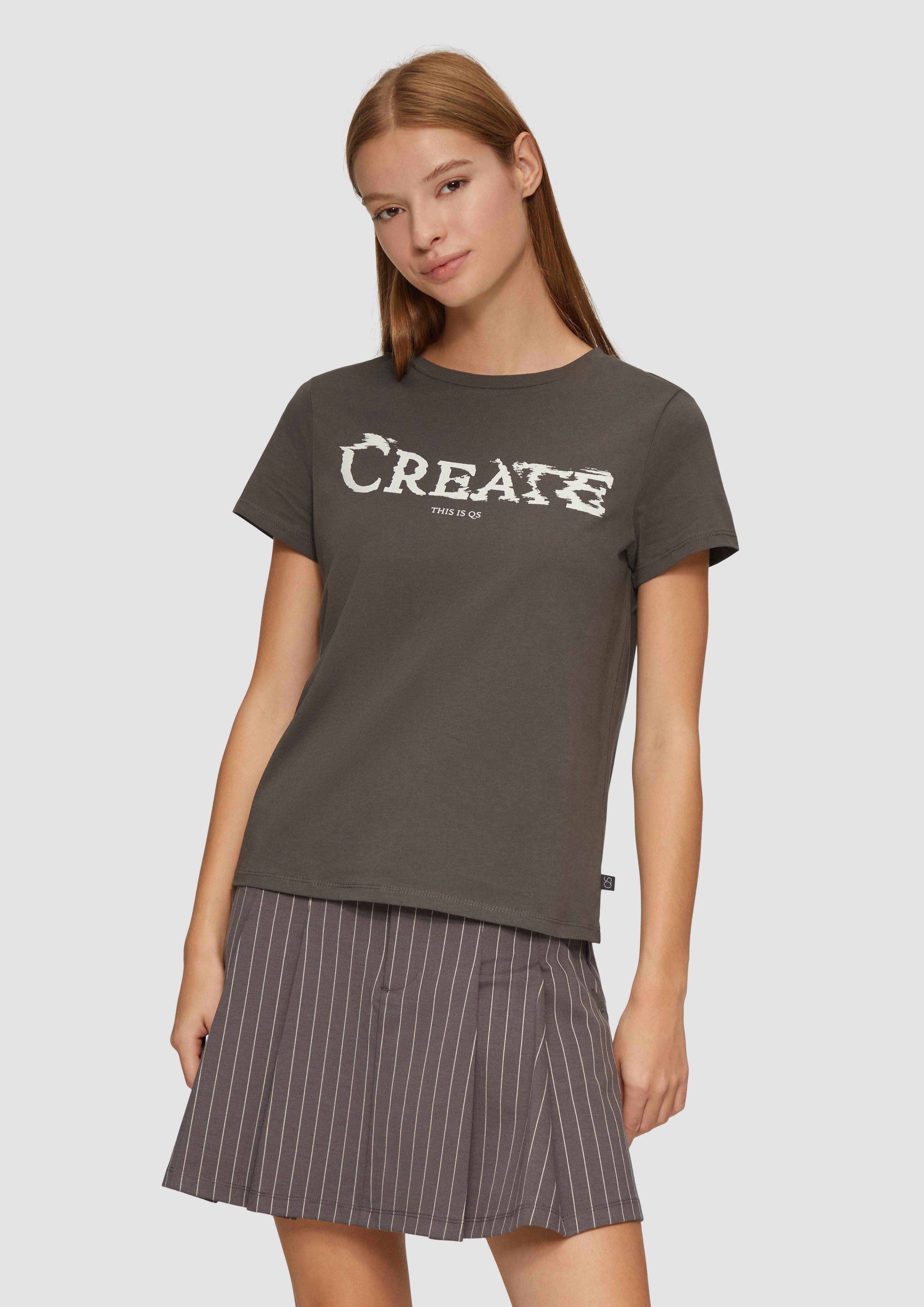 QS Kurzarmshirt T-Shirt mit Frontprint Artwork günstig online kaufen