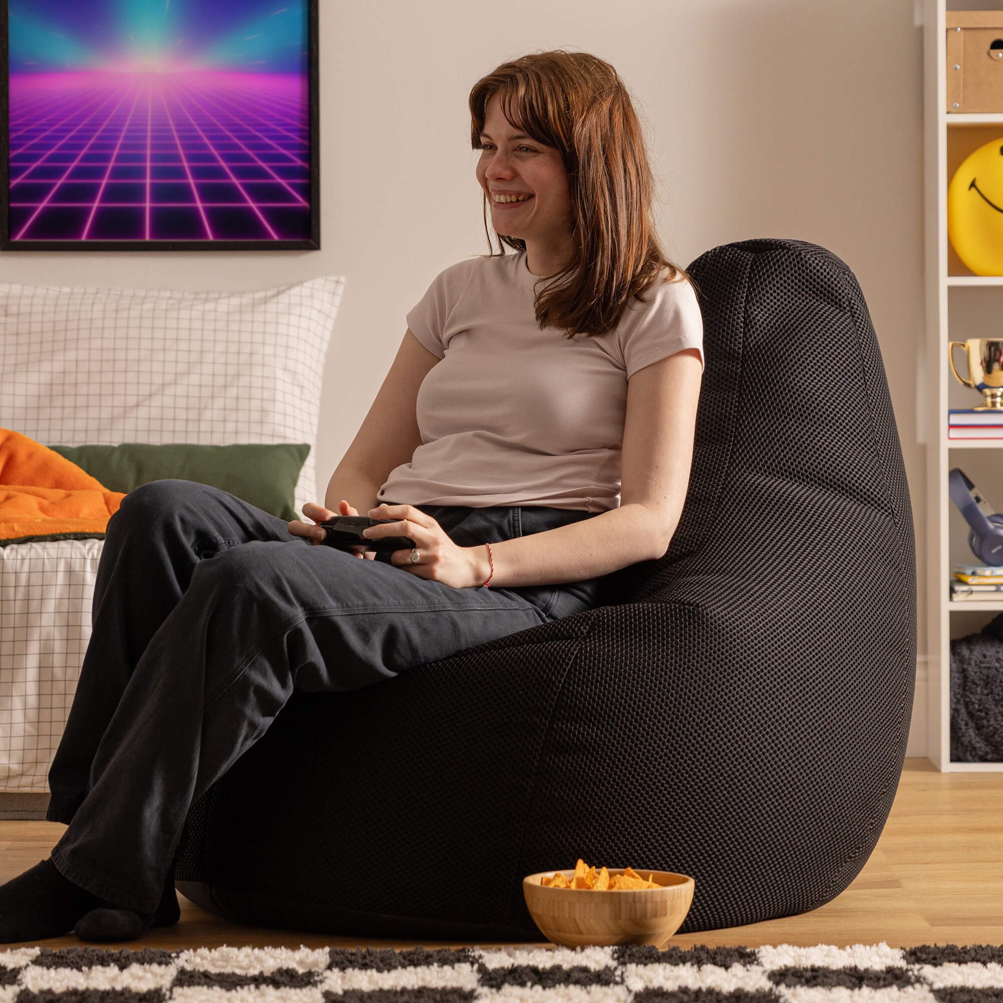 icon Sitzsack Sessel Gaming mit Rückenlehne XXL aus Techmesh „Dalton“, Sitzsack XXL, Gaming Sitzsack, Made in Germany, Erwachsene & Kinder – Bild 2 von 5