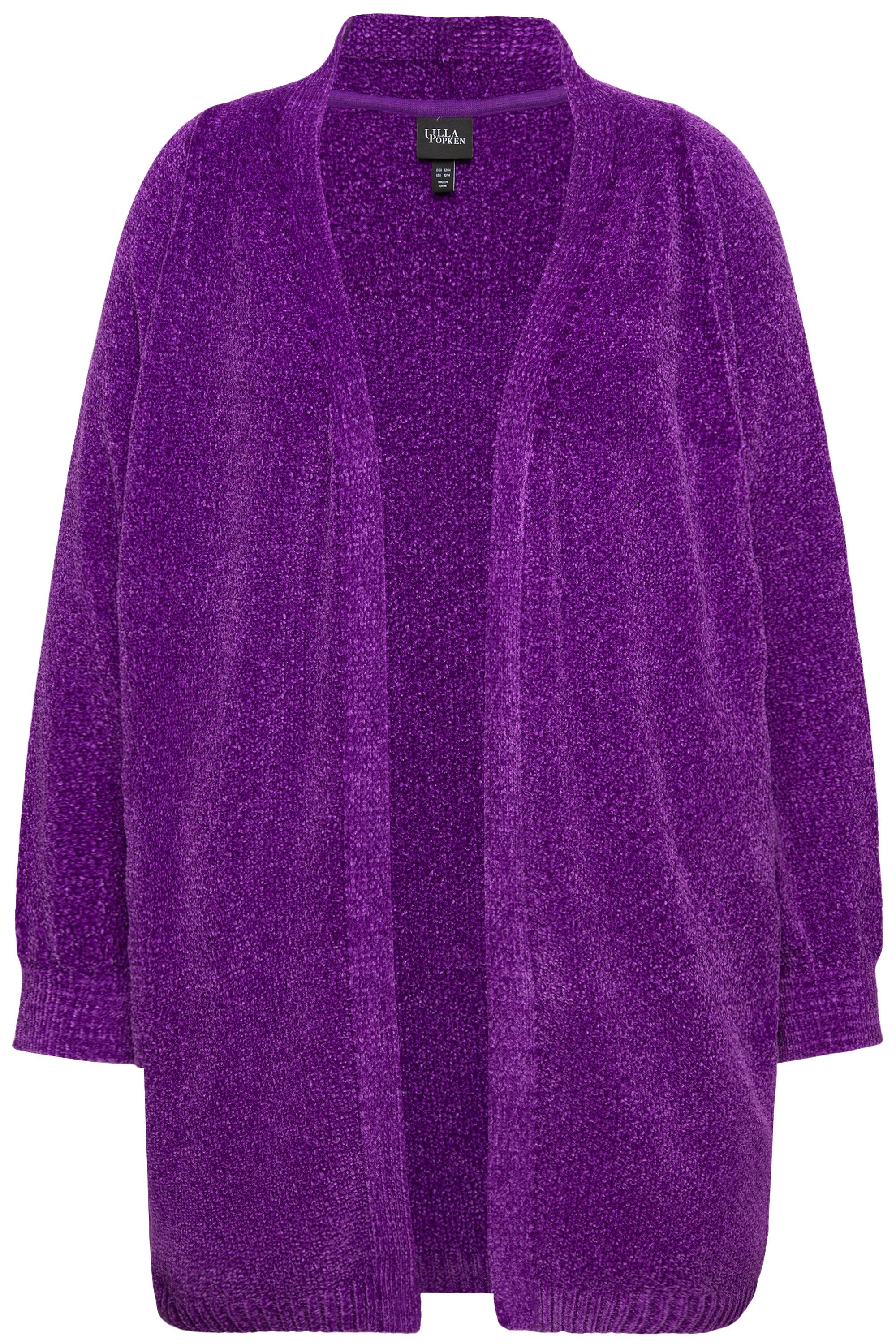 Ulla Popken Strickjacke Chenille-Strickjacke Oversized V-Ausschnitt günstig online kaufen
