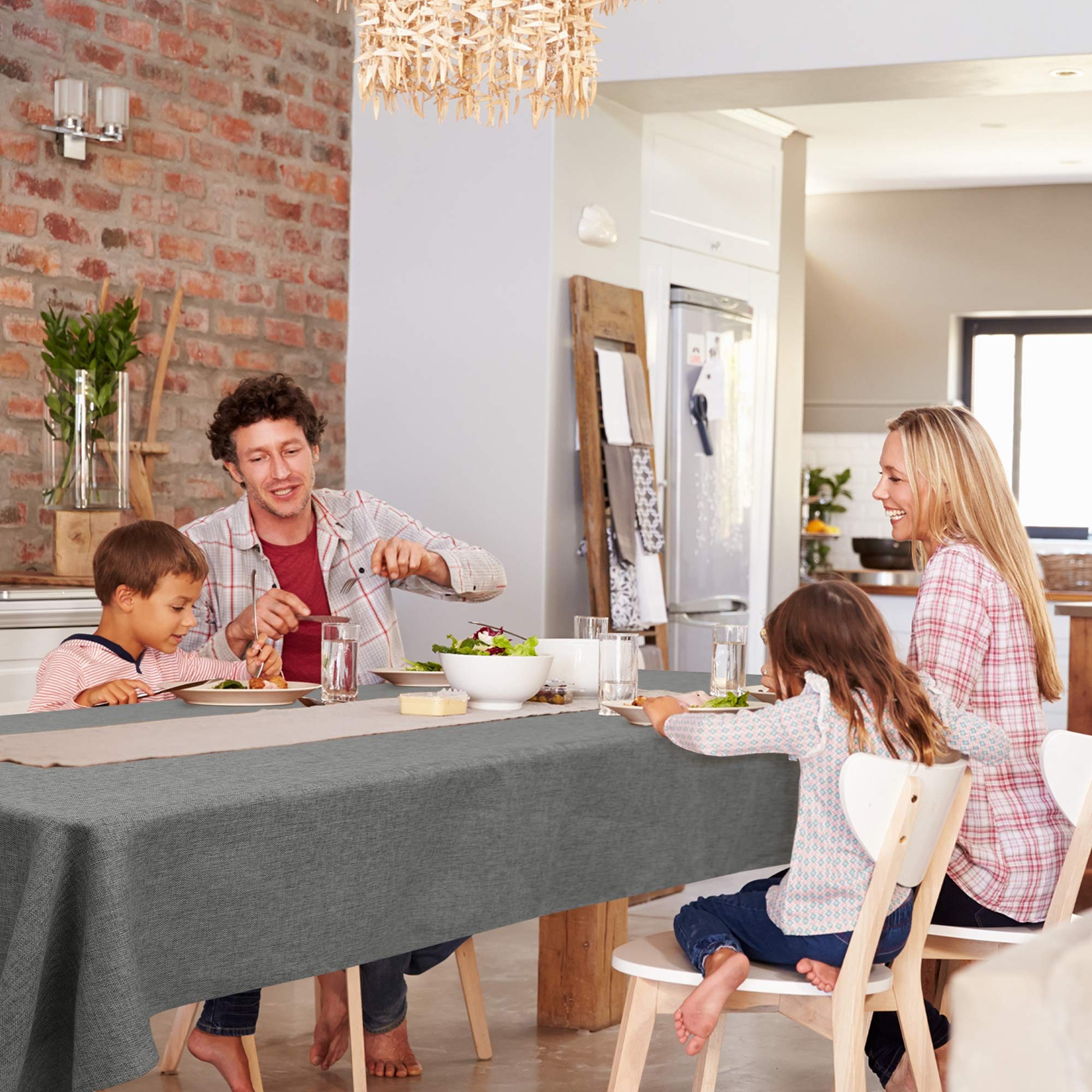 Deconovo Tischdecke Leinenoptik Tischwäsche Wasserabweisend Tischtuch Abwischbar (1er Set, pflegeleichte Tischdecken rechteckige Table Cloth), Lotuseffekt