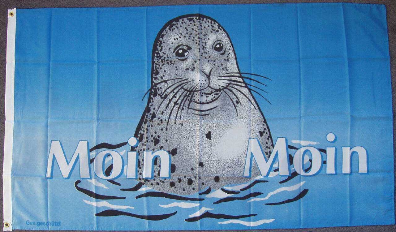 flaggenmeer Flagge Moin Moin Seehund 80 g/m² | Fahnen