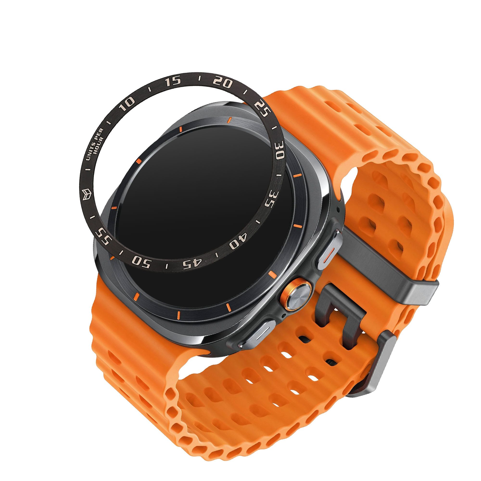 kwmobile Smartwatch-Hülle Schutzring für Samsung Galaxy Watch Ultra 47mm Fitnesstracker, Bezel Ring Lünette in Schwarz Silber
