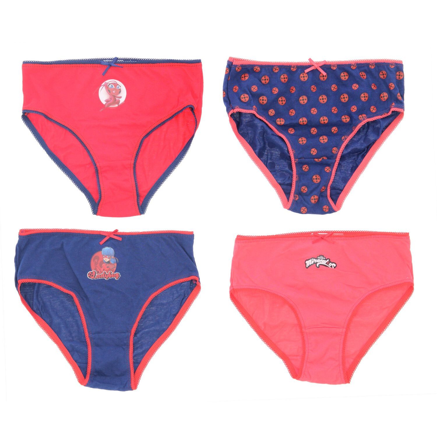 Miraculous - Ladybug Slip Miraculous Ladybug 4-er Pack Підштанники 100% Baumwolle Unterwäsche