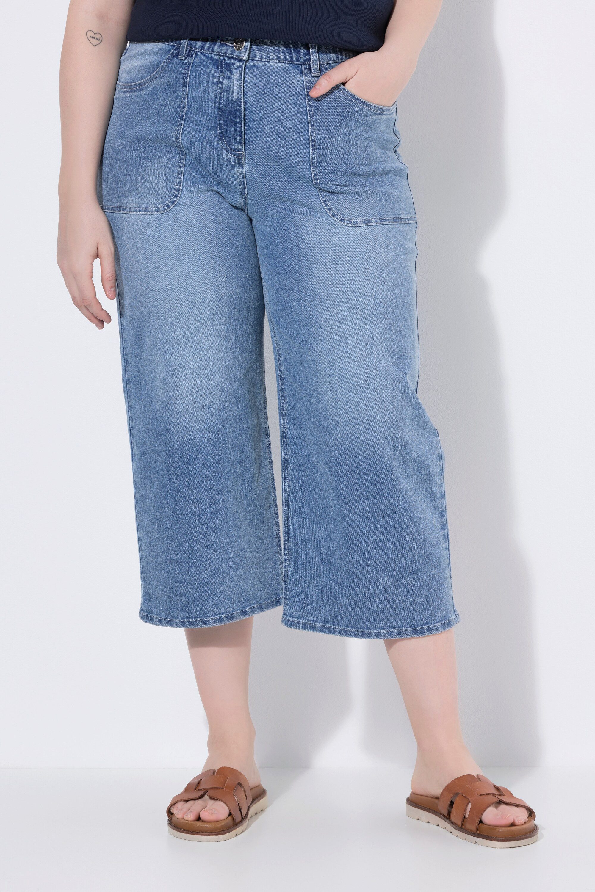Ulla Popken Regular-fit-Jeans Jeans-Culotte Mary weites Bein Komfortbund