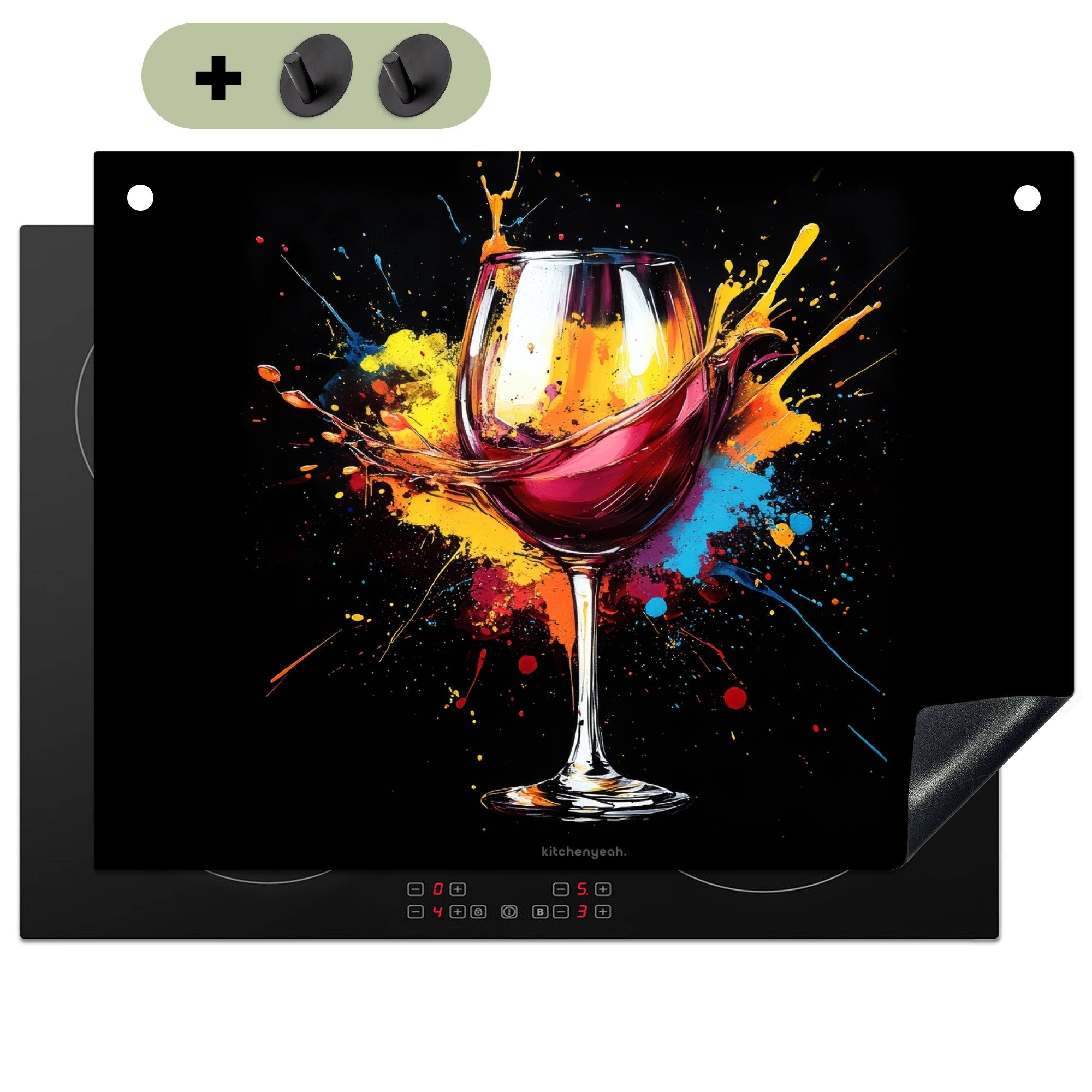 KitchenYeah Küchenrückwand Wein - Farbe - Bunt - Abstrakt, (1-tlg), Herdplattenabdeckung für Ceranfeld, Spritzschutz Küche, 70x50 cm