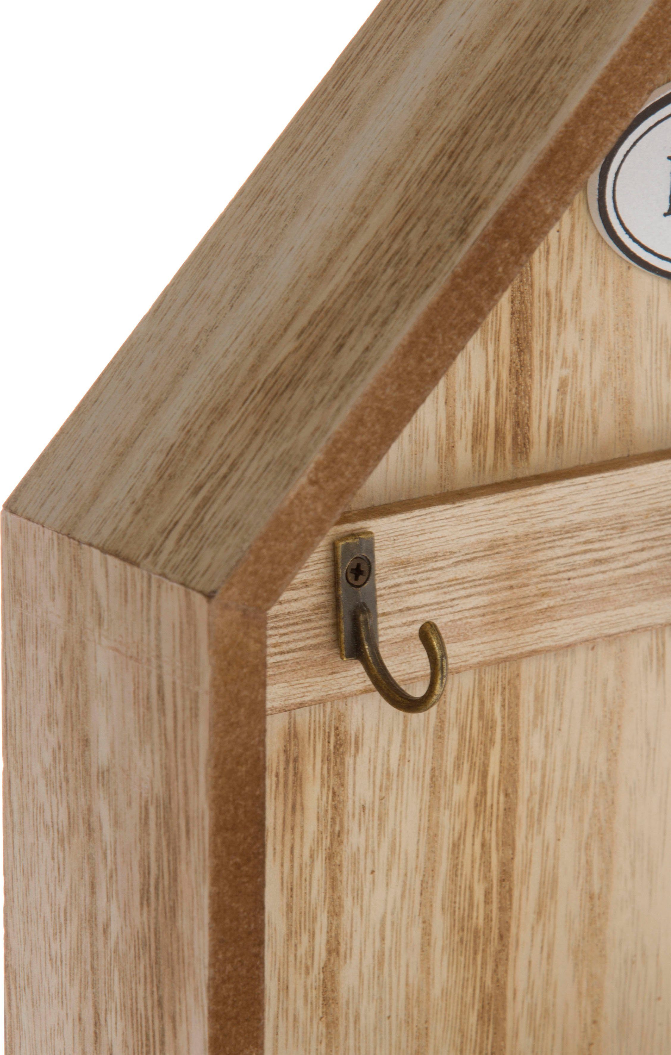 Myflair Möbel & Accessoires Schlüsselkasten Sylke, Schlüsselbrett, Haus Form, mit 3 Haken & Schublade