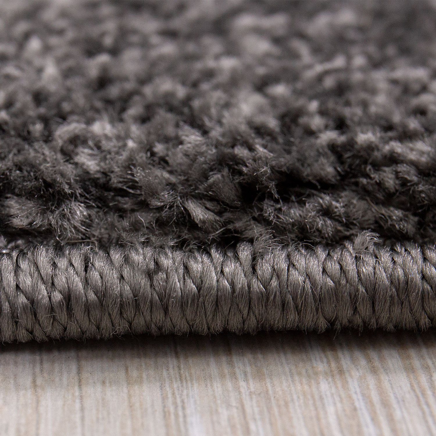 Vimoda Fellteppich Wohnzimmer Teppich hochflor Weich,&, Flauschig, Rechteckig, Höhe: 20 mm, Teppich einfarbig Seidiger, Glanz, in Grau & Anthrazit