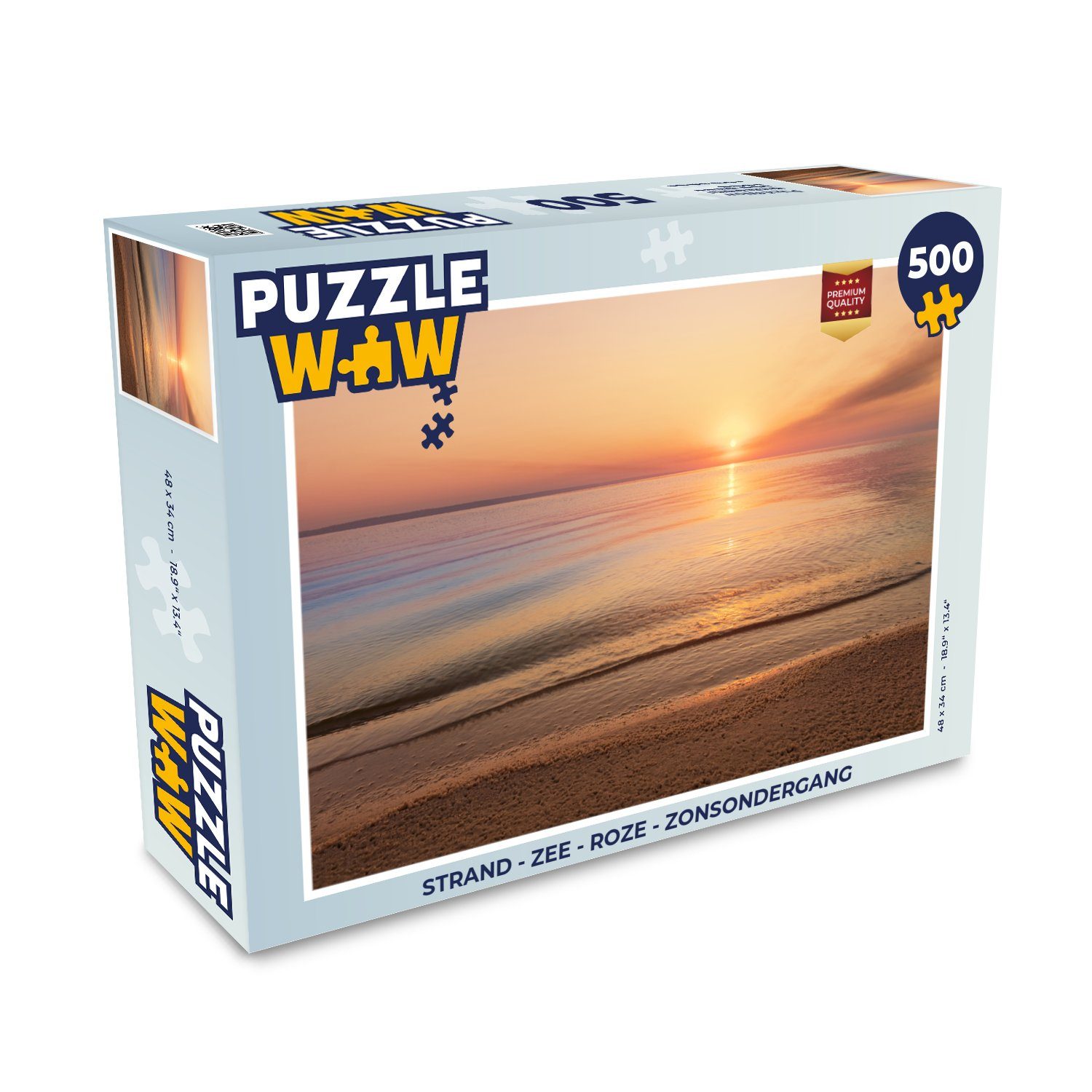 MuchoWow Puzzle Strand - Meer - Rosa - Sonnenuntergang, 500 Puzzleteile, Foto-Puzzle, Bilderrätsel, Puzzlespiele, Spielzeug