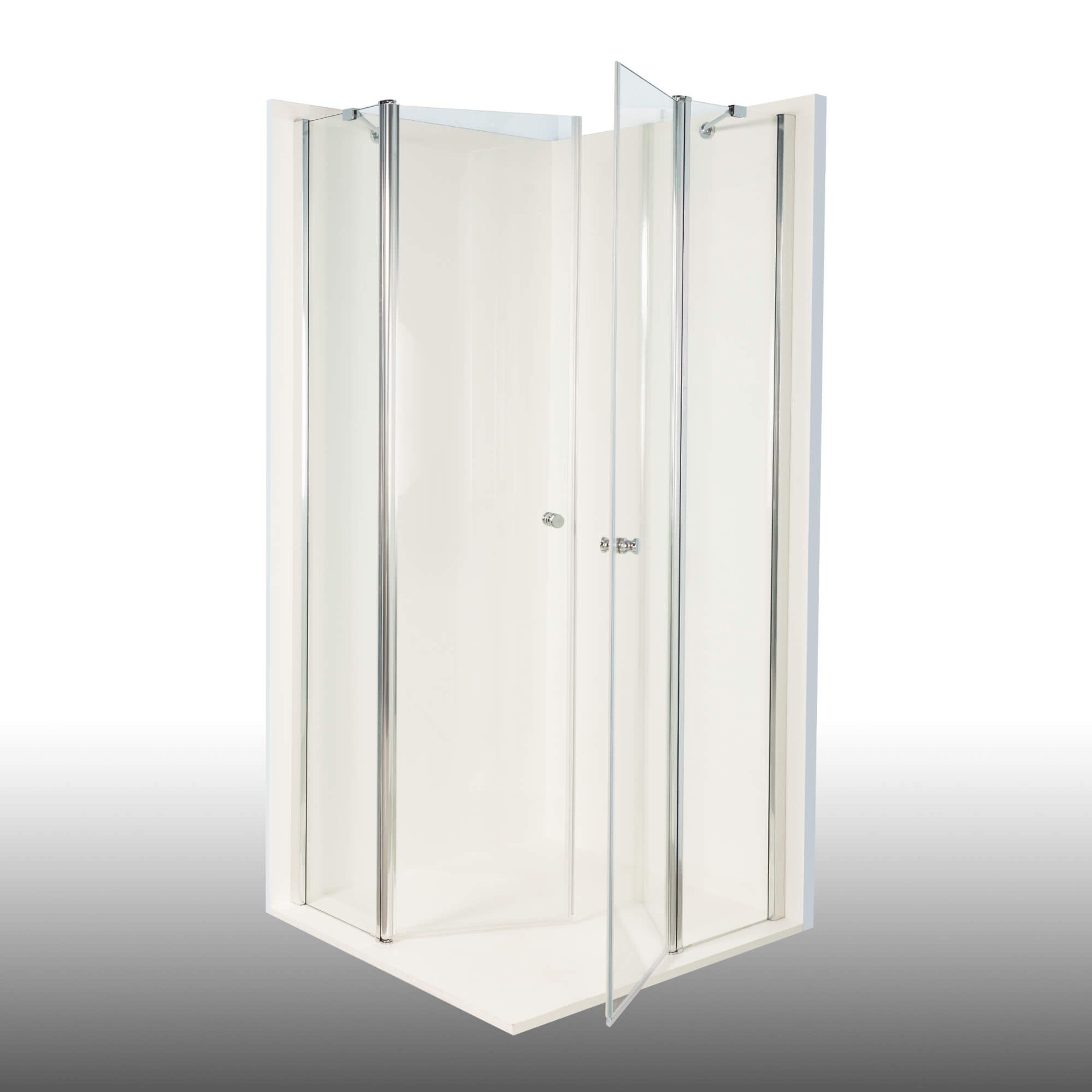 Dusbad Eckdusche Dusche Dusbad Vital 2 4tlg Pendeltür an Festteil / Eckdusche, BxT: 90x90 cm, ESG-Glas