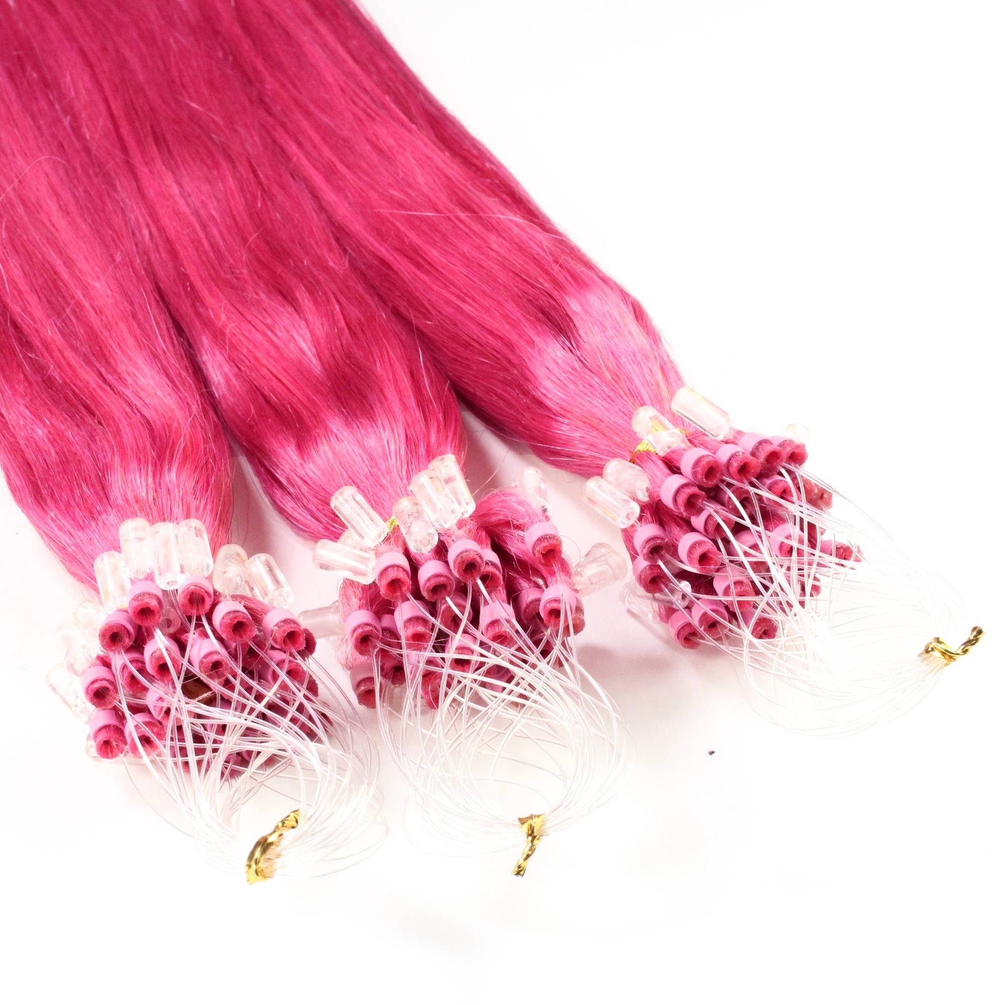 hair2heart Echthaar-Extension 60cm - 1g Loops glatt Microring #Pink