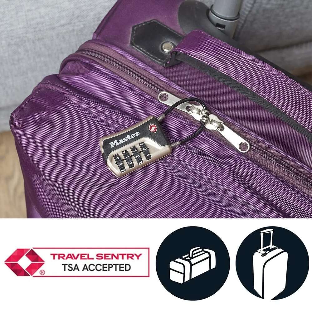 Master Lock Zahlenbügelschloss MASTER LOCK TSA Zahlenschloss Nickel, 9,3x3,6x1,5 cm