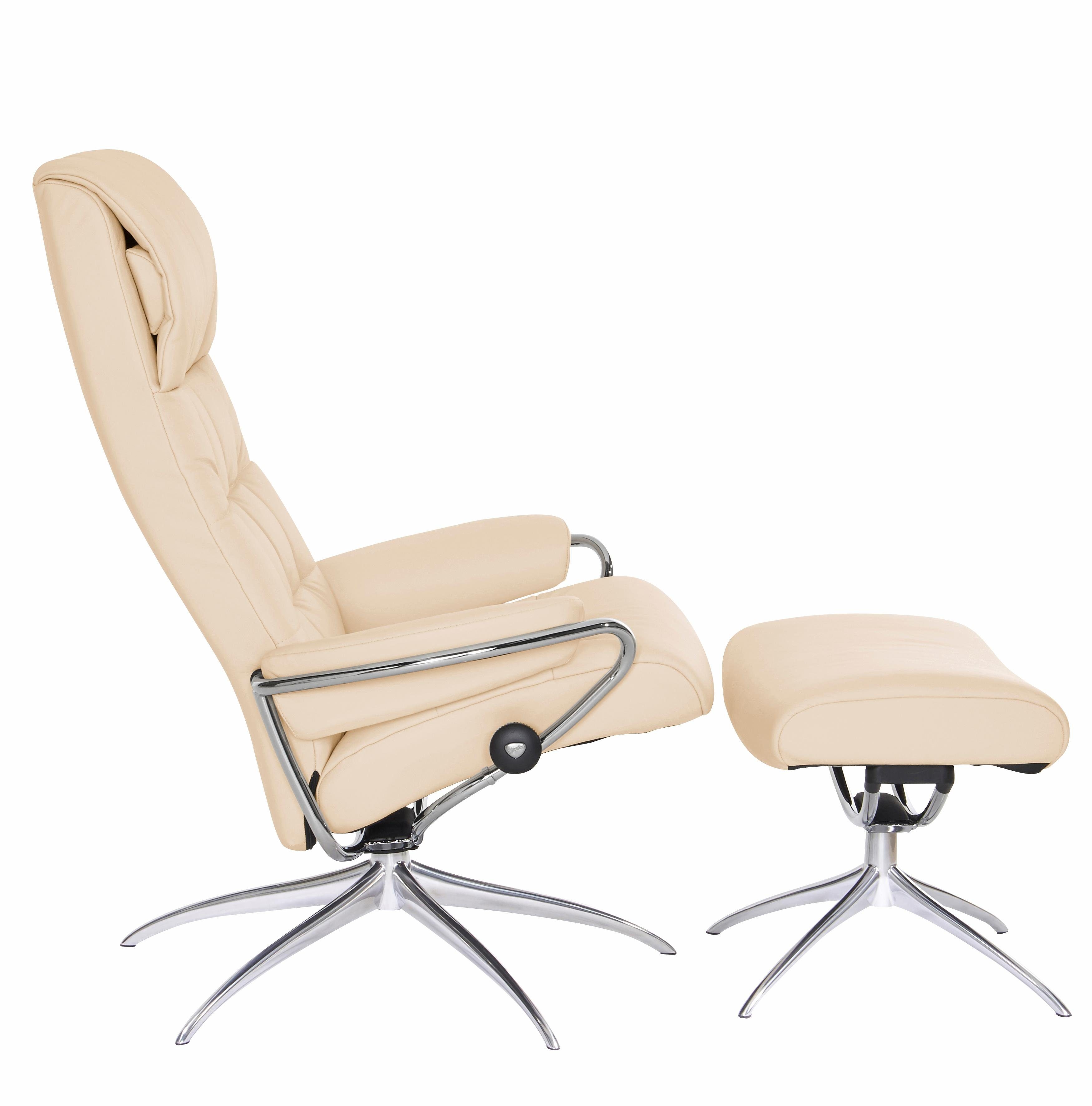 mit mit Hocker), Gestell Base, Chrom Star High mit Relaxsessel Back, Stressless® London Relaxsessel Hocker, (Set,