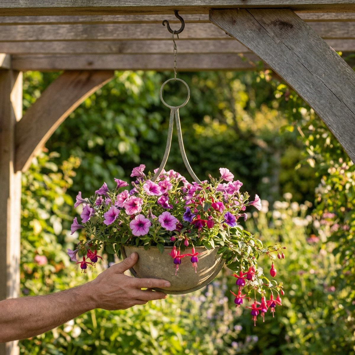 Florists Products Blumenampel Blumenampel Hängeampel Metall Ø16cm H38cm Garten-Deko Outdoor – Bild 2 von 5