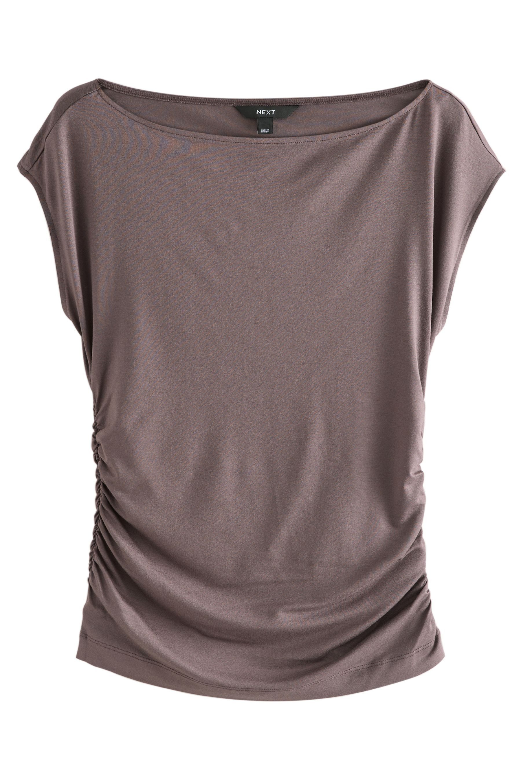 Next Blusenshirt Jersey-T-Shirt mit kurzen Ärmeln und Raffung (1-tlg) günstig online kaufen