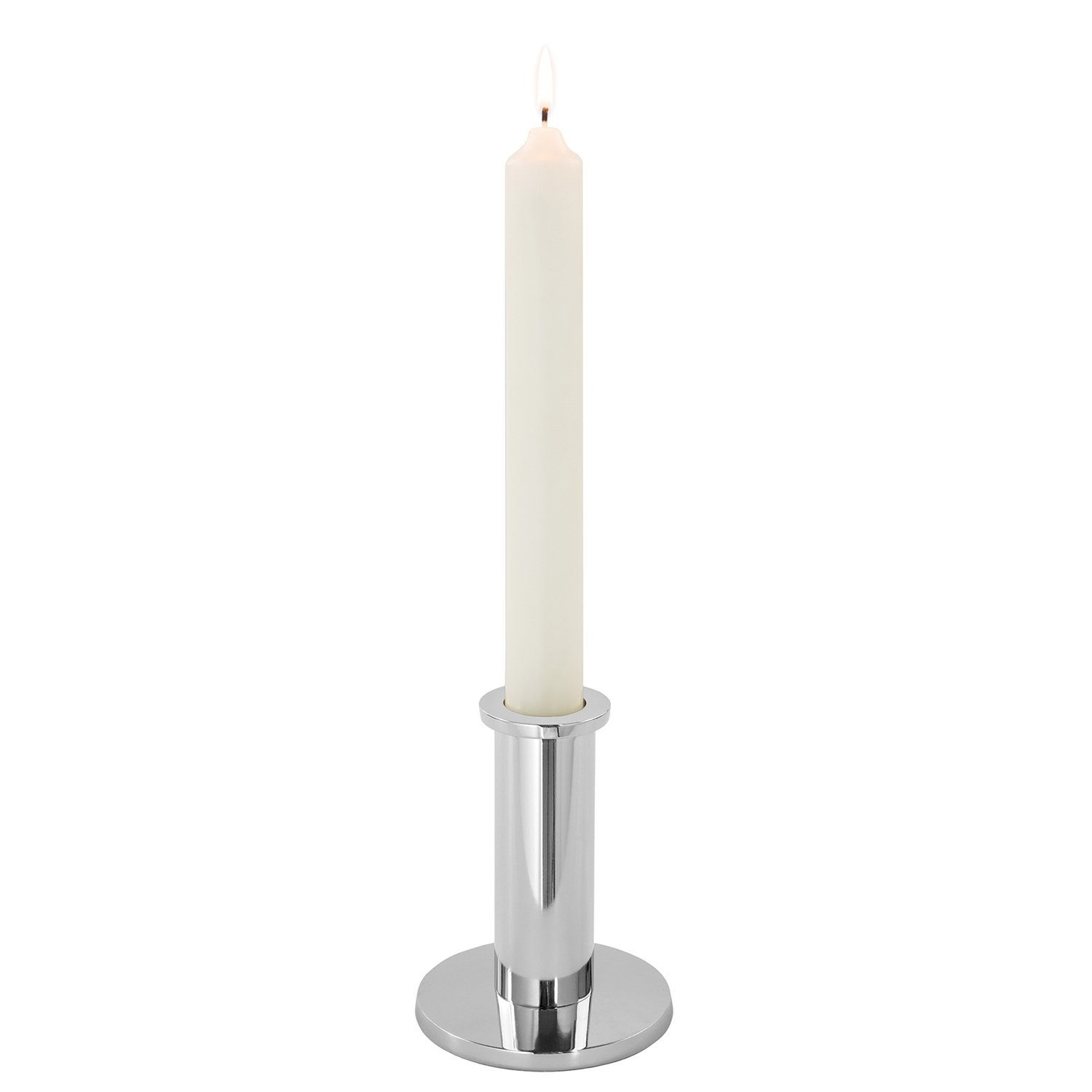 Fink Kerzenleuchter Leuchter STRATO - silberfarben - Eisen - H.11,7cm, vernickelt - für Stabkerzen D.3 cm