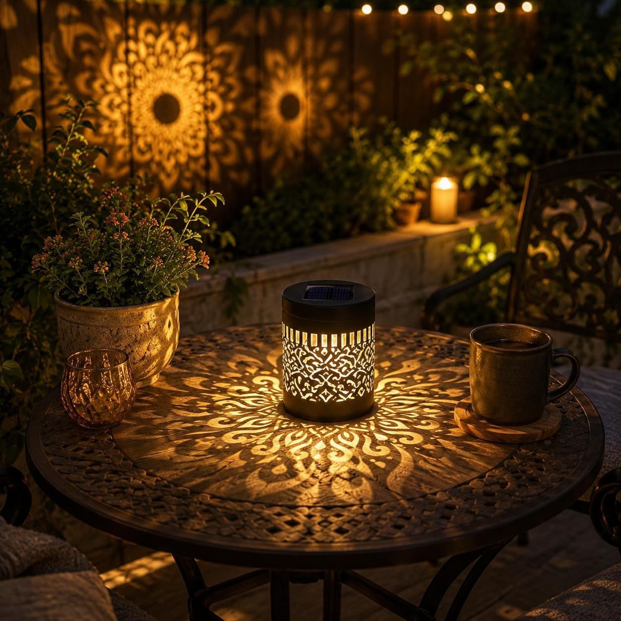 Vornix LED Solarleuchte Solarlampen für Außen,2 Stück Decorative Solar Mandala Lights, Mandala Solar Lights,Solar Wandleuchte, LED Garden Lantern Wasserdichte f – Bild 5 von 5
