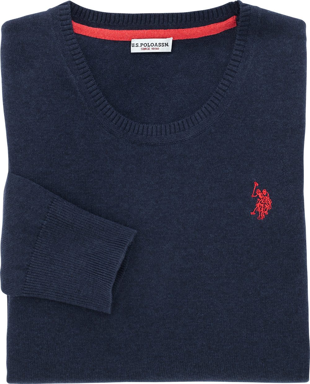 US Polo Assn. Rundhalspullover Perfekte Passform mit Bündchen-Abschluss
