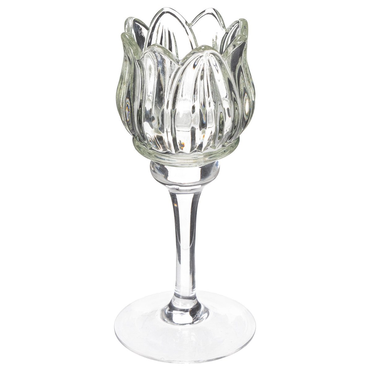 Viana Tischvase Teelichthalter Glas Blumenform elegantes Wohnaccessoire