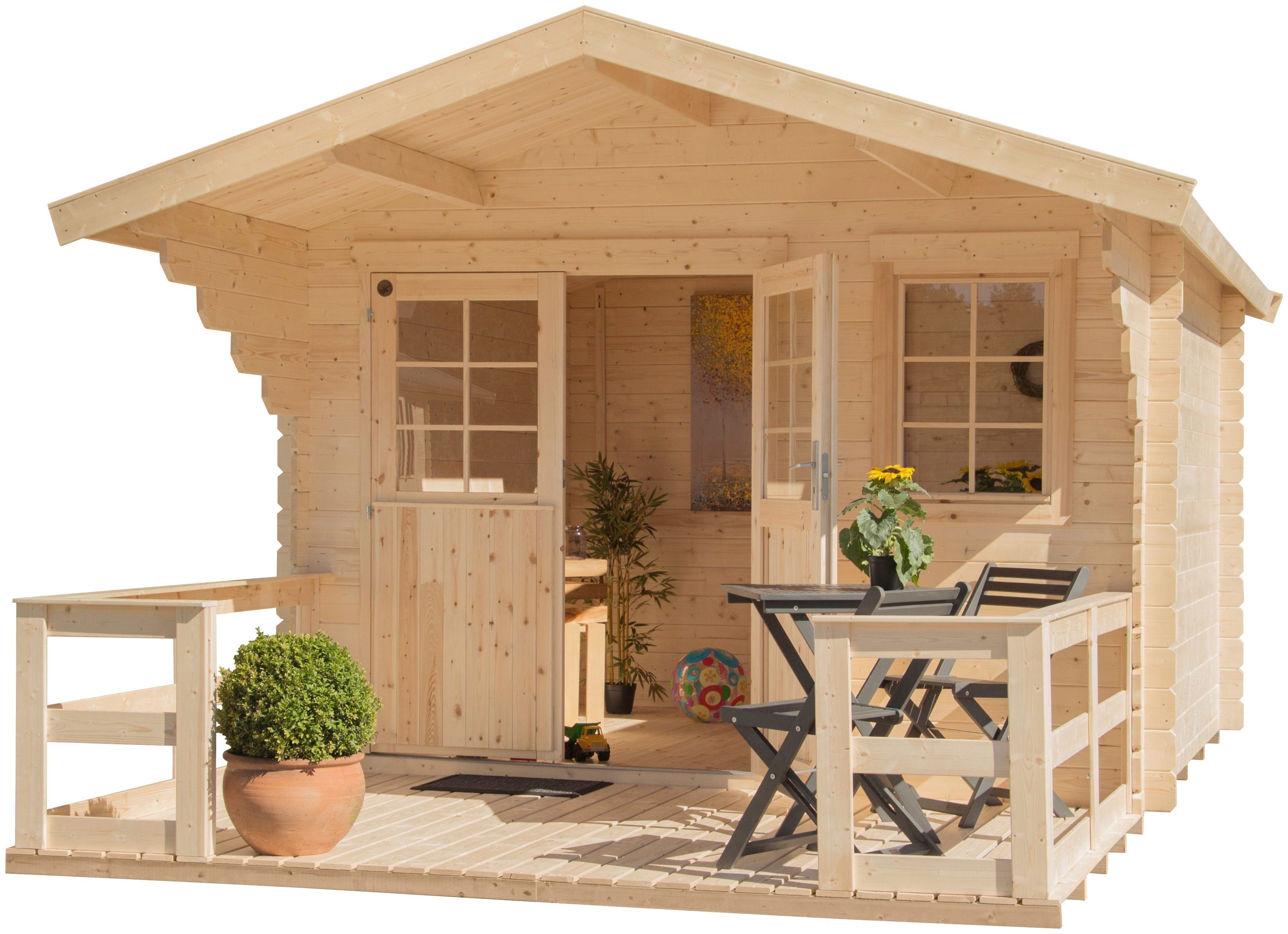 Gartenhaus 2, cm, (Set), Vordach Fußboden Kallenberg mit und Terrasse, KONIFERA 340x443 BxT: