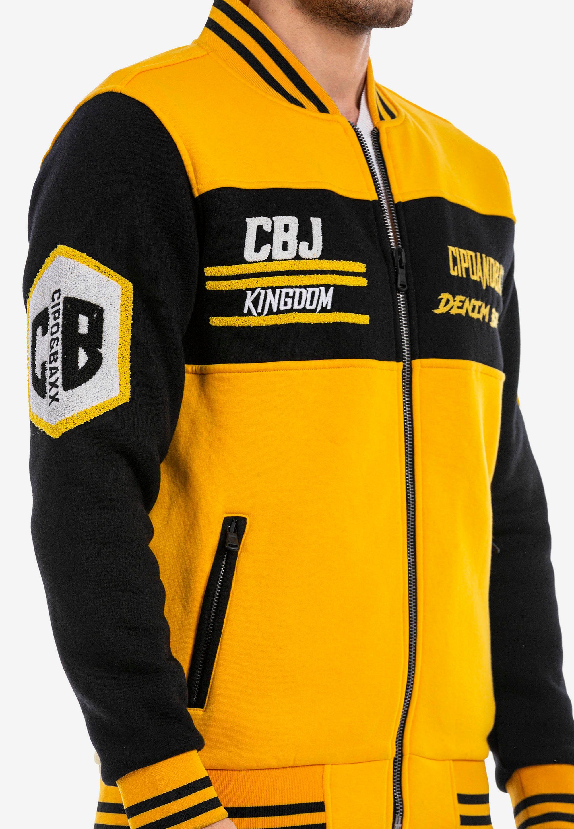 Cipo & Baxx Sweatjacke in sportlichem gelb-schwarz Design