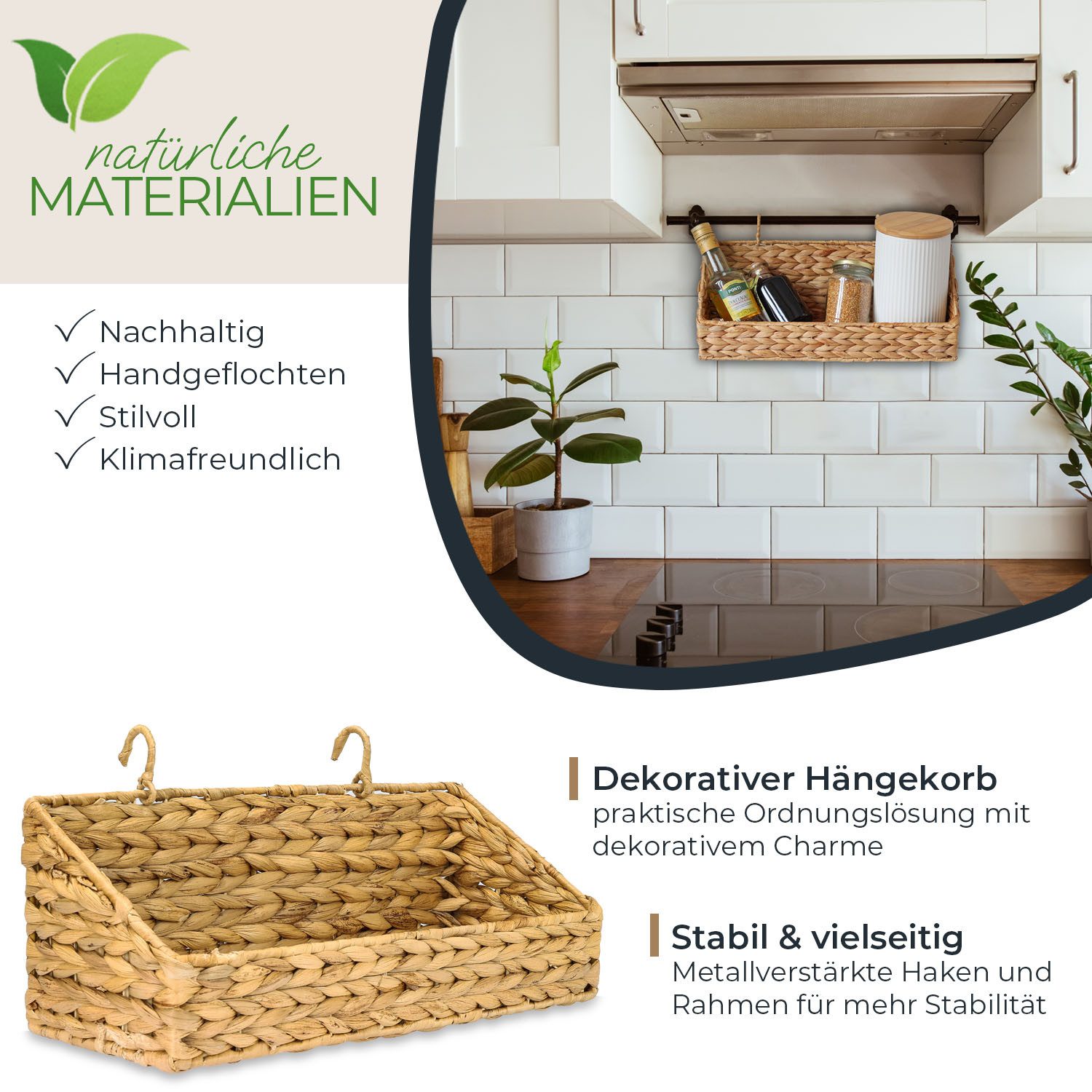 HMF Hängeaufbewahrung Hängekorb geflochten aus Wasserhyazinthe, Aufbewahrun günstig online kaufen