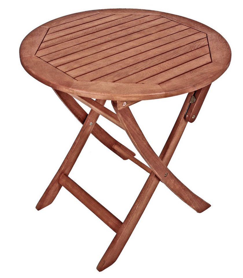 Spetebo Gartentisch Eukalyptus Gartentisch rund (Packung, 1-St., Massivholz Tisch), Klapptisch aus FSC Holz geölt