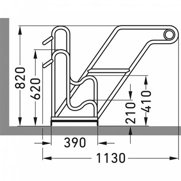 Dreifke Fahrradständer Fahrrad Anlehnparker 4602 XBF, zur Freiaufstellung, 2 Räder einseiti, für 2 Fahrräder