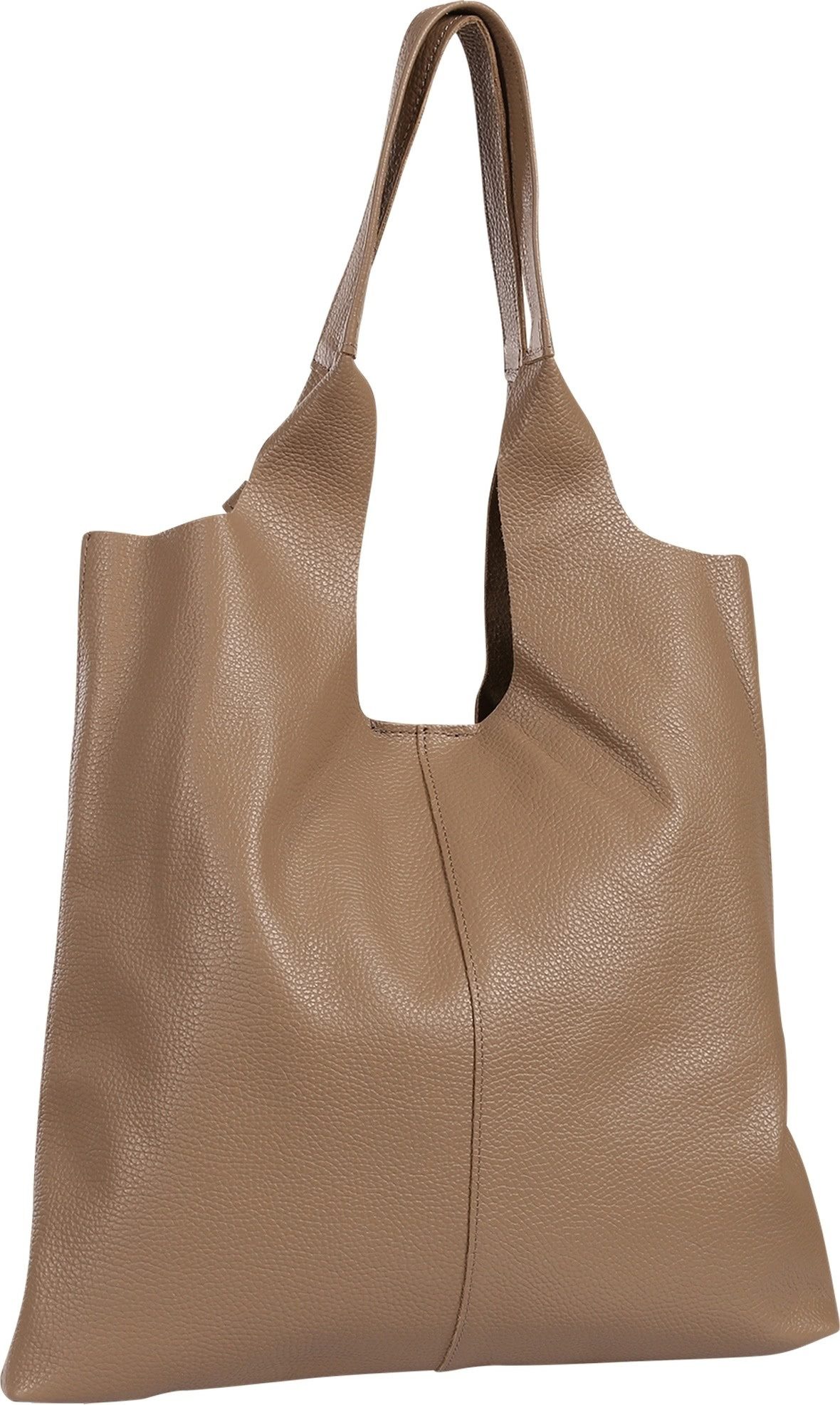 Toscanto Shopper Toscanto Damen Shopper Leder Tasche (Shopper), Damen Leder Shopper, taupe, beige ca. 37cm