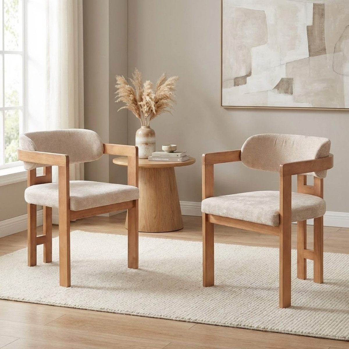 alesvelt Esszimmerstuhl Gepolsterte Esszimmerstuhl EVE mit Armlehne in Cappuccino (2er/4er/6er -Set)