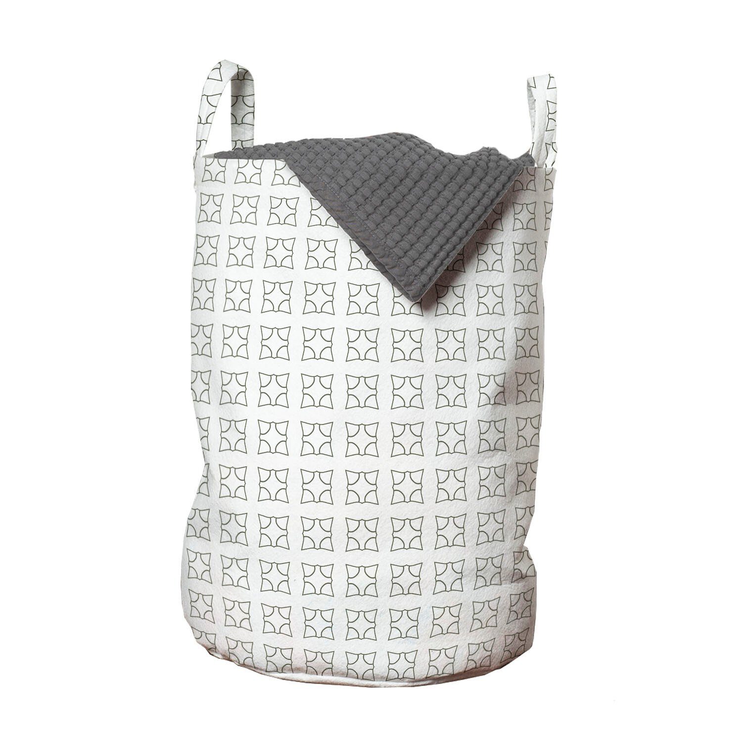 Abakuhaus Wäschesäckchen Wäschekorb mit Griffen Kordelzugverschluss für Waschsalons, Geometrisch Abstraktes Motiv in Squares