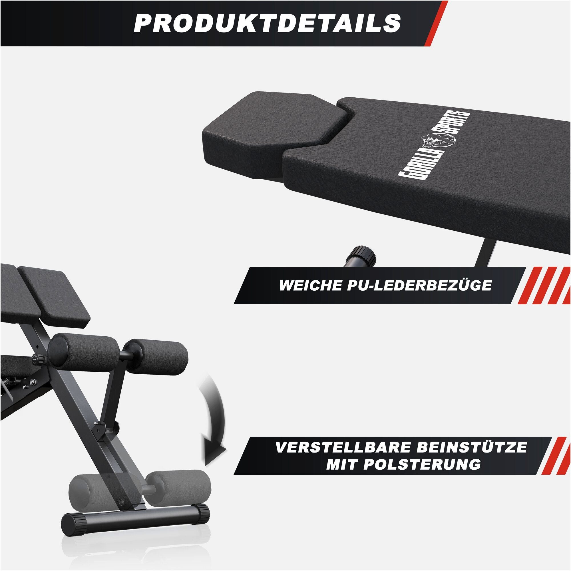 GORILLA SPORTS Hantelbank Hantelbank mit Hyperextension - Verstellbar, (1-tlg)