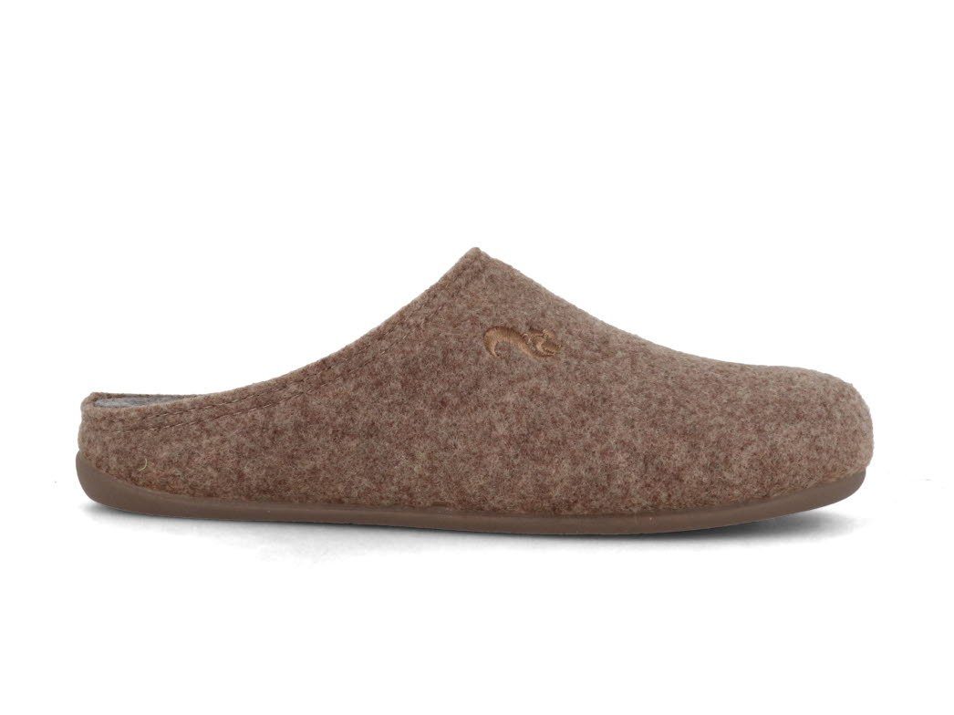 thies Damen Filzpantoffeln für Einlagen, beige-ceniza, wechselfußbett, vegan Hausschuh vegan