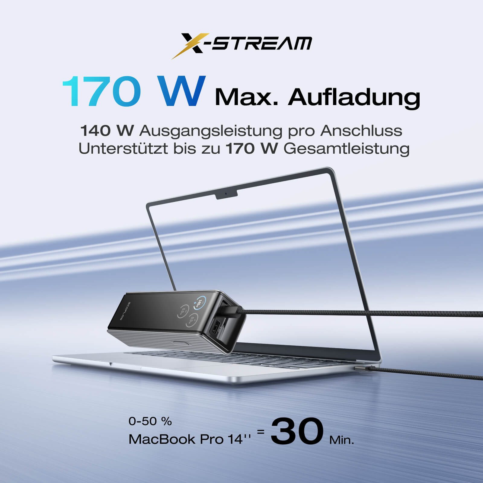 Ecoflow EcoFlow RAPID Powerbank, 25000mAh, integrierte & einziehbare Kabel Powerbank, Tragbares Ladegerät mit zwei 140 W USB-C-Anschlüssen