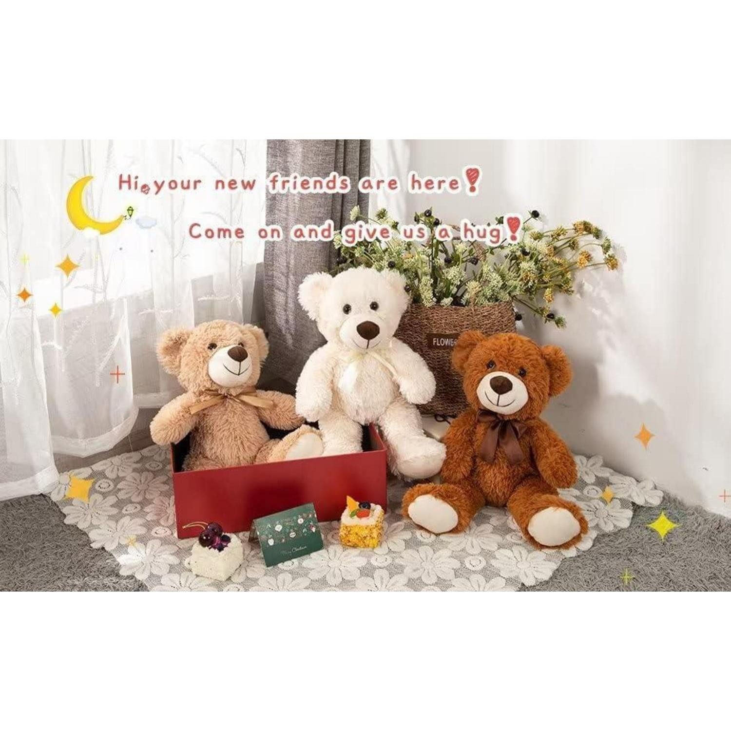 LuxusKollektion Kuscheltier Teddybär Set 3er 35cm Spielzeug Geschenk Kinder brauen Ivory Teddybär