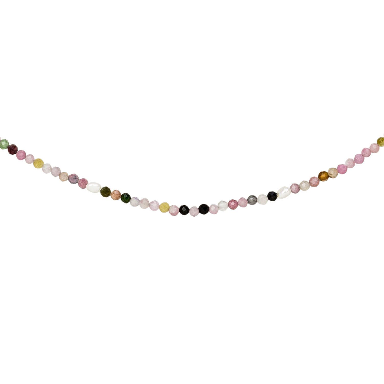 Schmuck Krone Perlenkette Kette Turmalin multicolor & Süßwasser Perlen 46cm günstig online kaufen