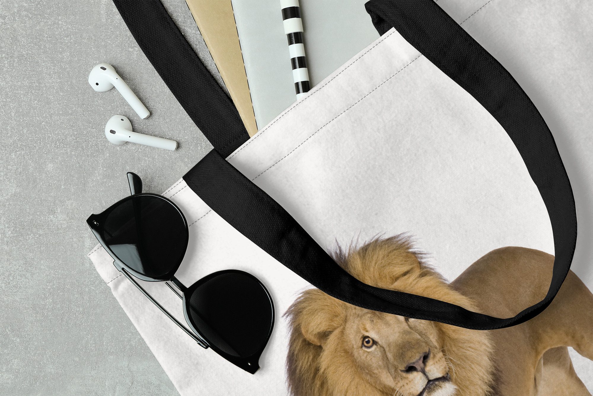 MuchoWow Shopper Jungen - Löwe - Tiere - Kinder - Mädchen, Handtasche, Damen und Herren, Schultertasche, Umhängetasche, Tote Bag