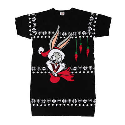 United Labels® Weihnachtssweatshirt »Looney Tunes Strickkleid für Damen - Bugs Bunny Weihnachten Winter Strick Christmas Weihnachten Schwarz«