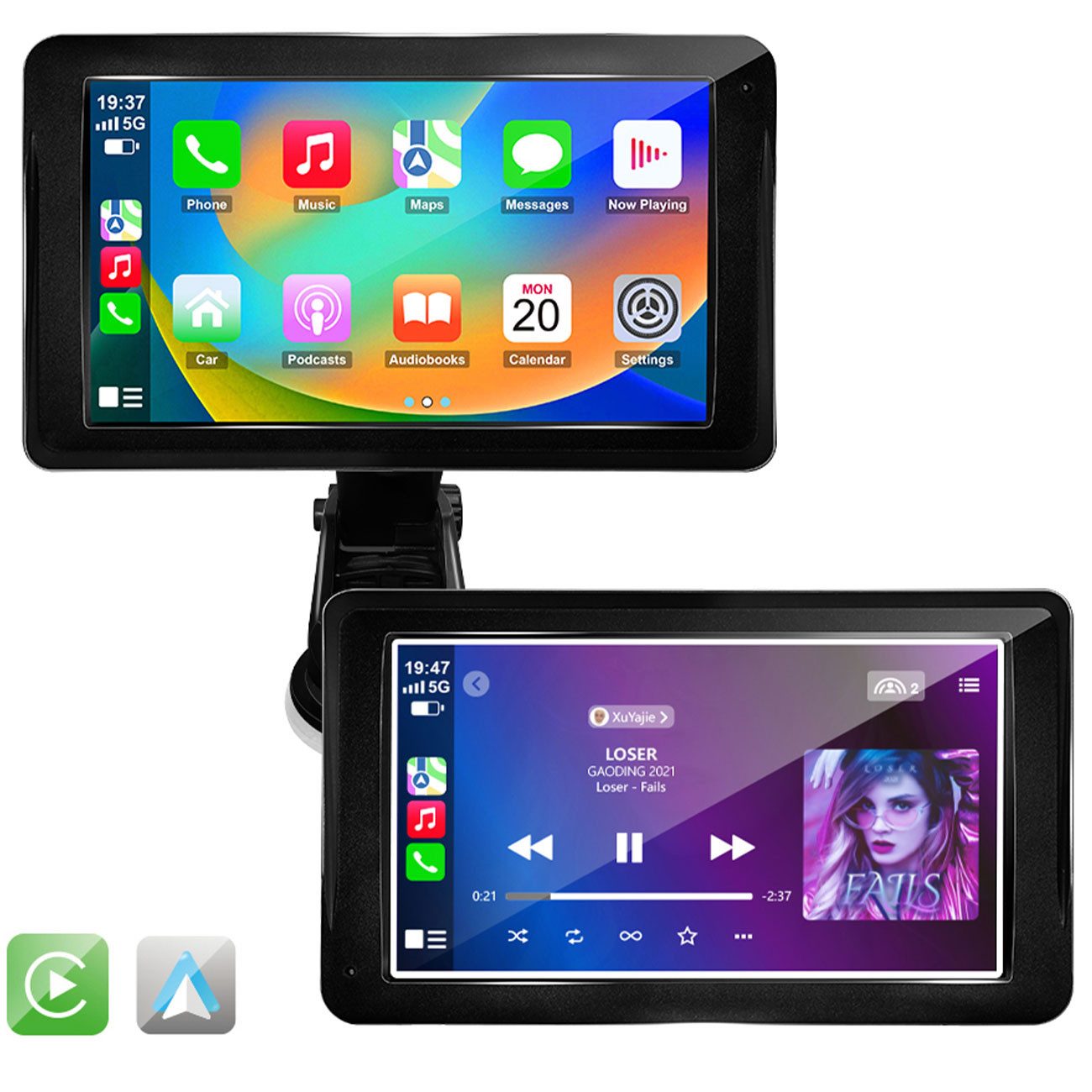 Technaxx 7" Wireless CarPlay & Android Auto Touchscreen: Bluetooth-Fahrzeugset Navigationsgerät (Stromversorgung via Zigarettenanzünder)